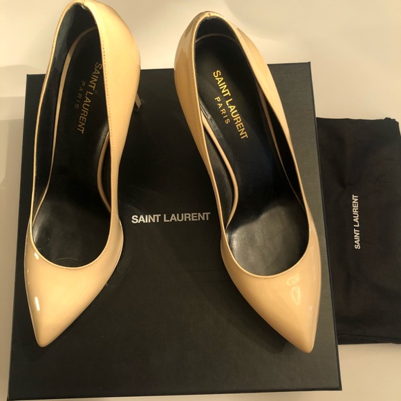 Saint Laurent Nude Patent Flatform Pumps 40 - Picture 2 of 8